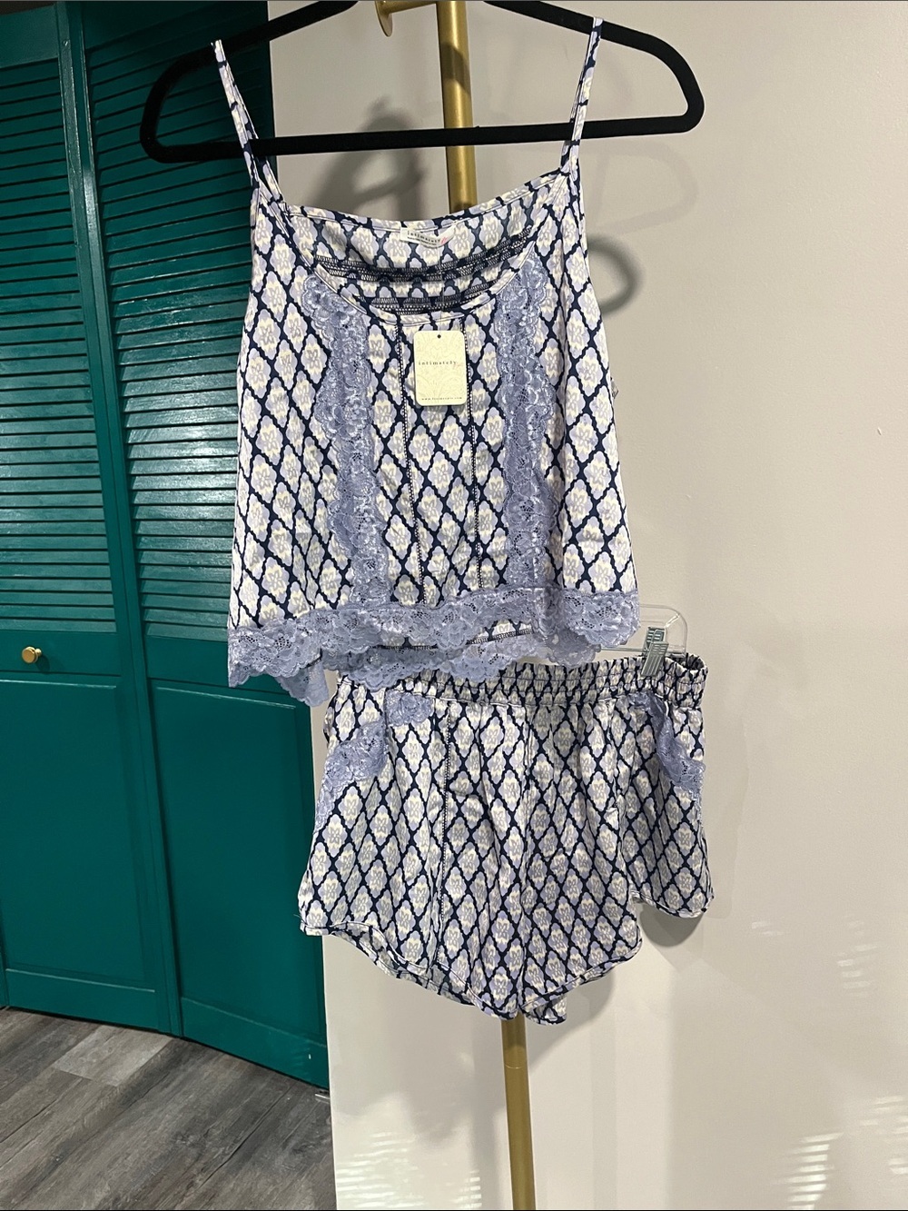 FREE PEOPLE NWT Midnight Muse Printed Set / Blue Combo - Picture 6 of 10